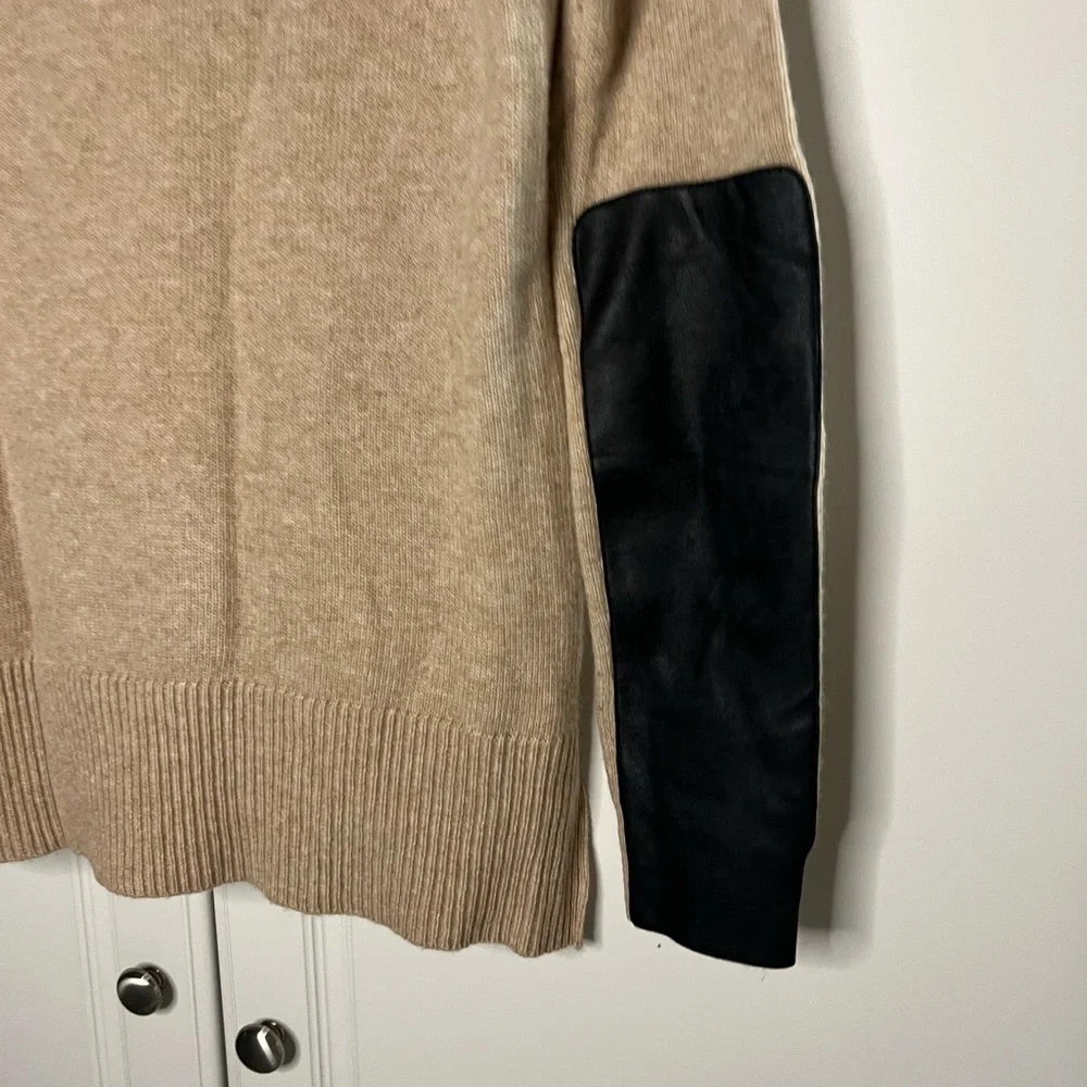 J. Crew Wool Cashmere Leather Elbow Sweater - Picture 8 of 9